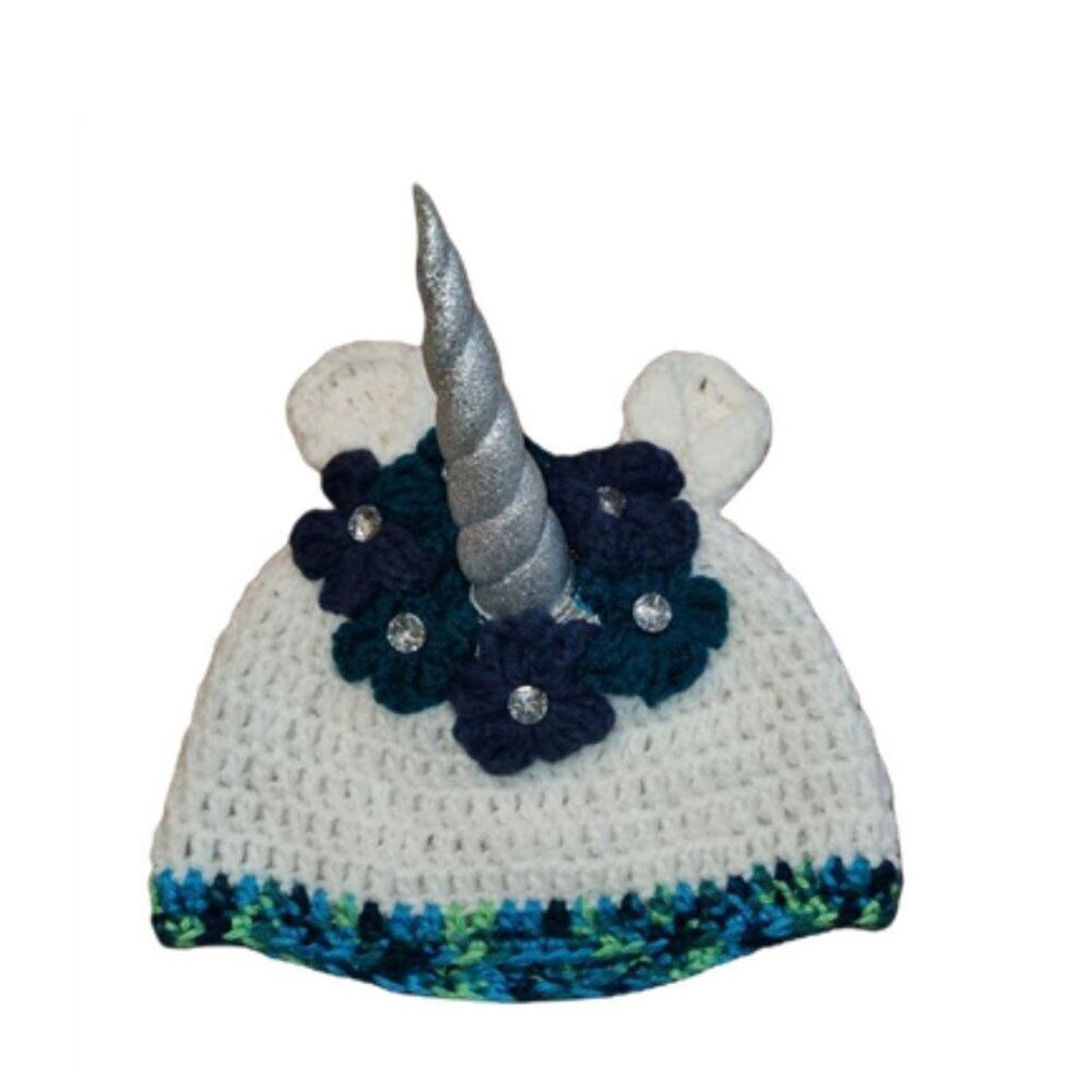 Unicorn Hat with Flower Crown Crochet || EUC